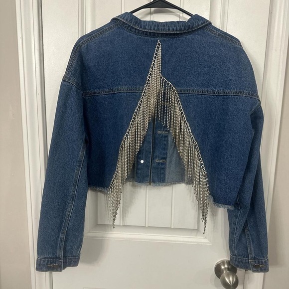 Jackets & Blazers - One of a kind statement cropped upcycled western disco denim jacket. Large